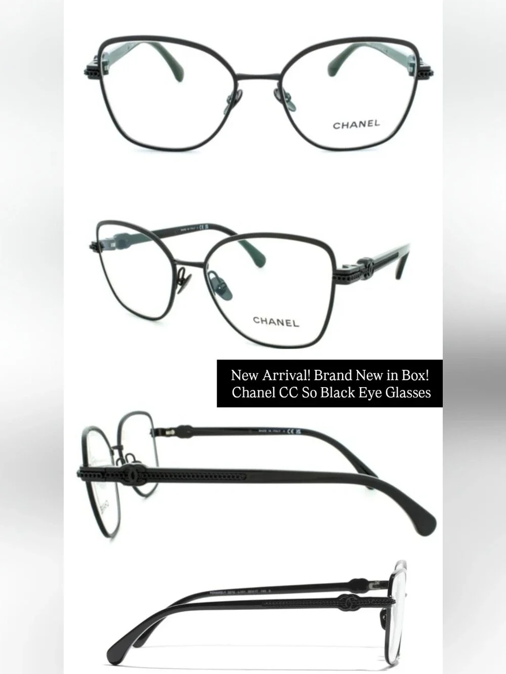 BNIB! Chanel Butterfly Eyeglasses SO Black CC Metal COMES WITH COA MSRP$700